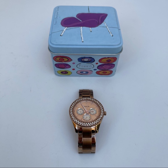 Fossil rose gold chronograph watch diamond accents - Picture 7 of 7